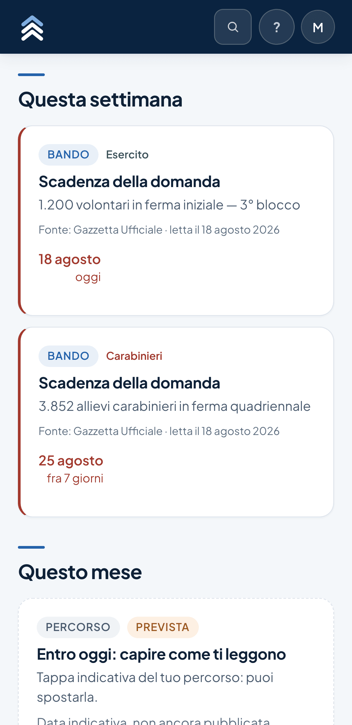 Il calendario delle scadenze dei bandi